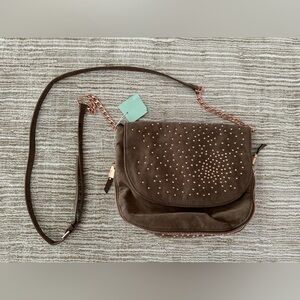 Deux Lux Taupe Suede Crossbody Purse NWT